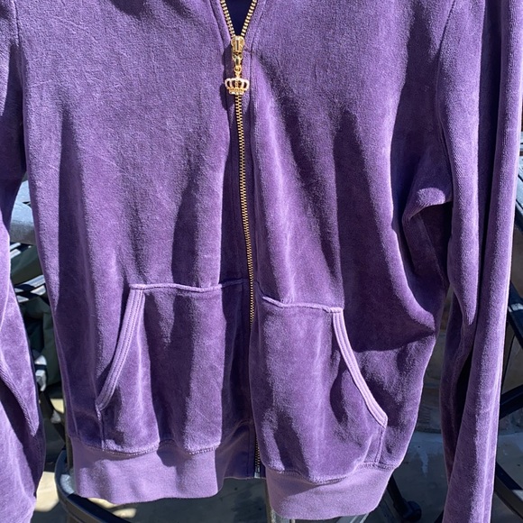 Juicy Couture 🔥 Zip up Hoodie Sweatshirt Purple Sz L - Picture 5 of 8